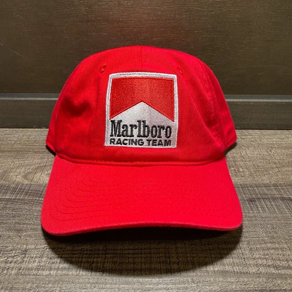 Vintage Style Marlboro Logo Racing Team Country Western Adjustable Red Hat - Picture 1 of 3